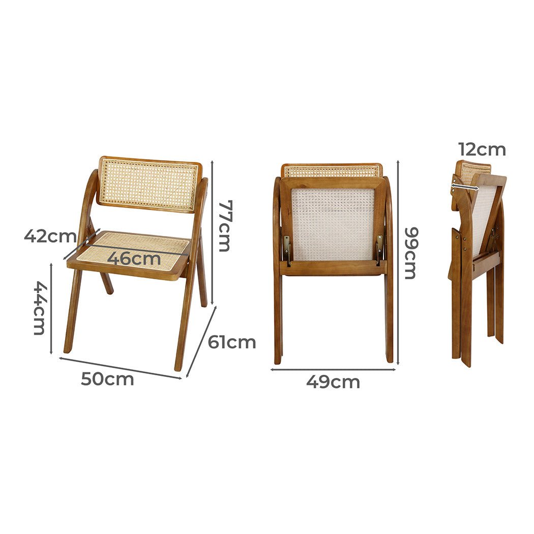 6 - Pack Foldable Rattan Dining Chairs with Rubber Wood Frame - Walnut - Rivercity House & Home Co. (ABN 18 642 972 209) - Affordable Modern Furniture Australia