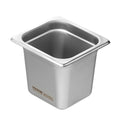 6 Pack 1/6 Size Anti-Jam Steam Table Pans 0.8mm Thick Stainless Steel - Silver