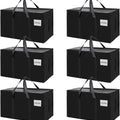 6-Pack Large 95L Moving Storage Bags with Zippers & Handles for Travel & Organization - Black