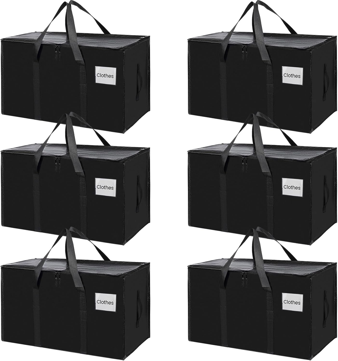 6 - Pack Large 95L Moving Storage Bags with Zippers & Handles for Travel & Organization - Black - Home & Garden > Travel > Duffel Bags - Rivercity House & Home Co. (ABN 18 642 972 209) - Affordable Modern Furniture Australia