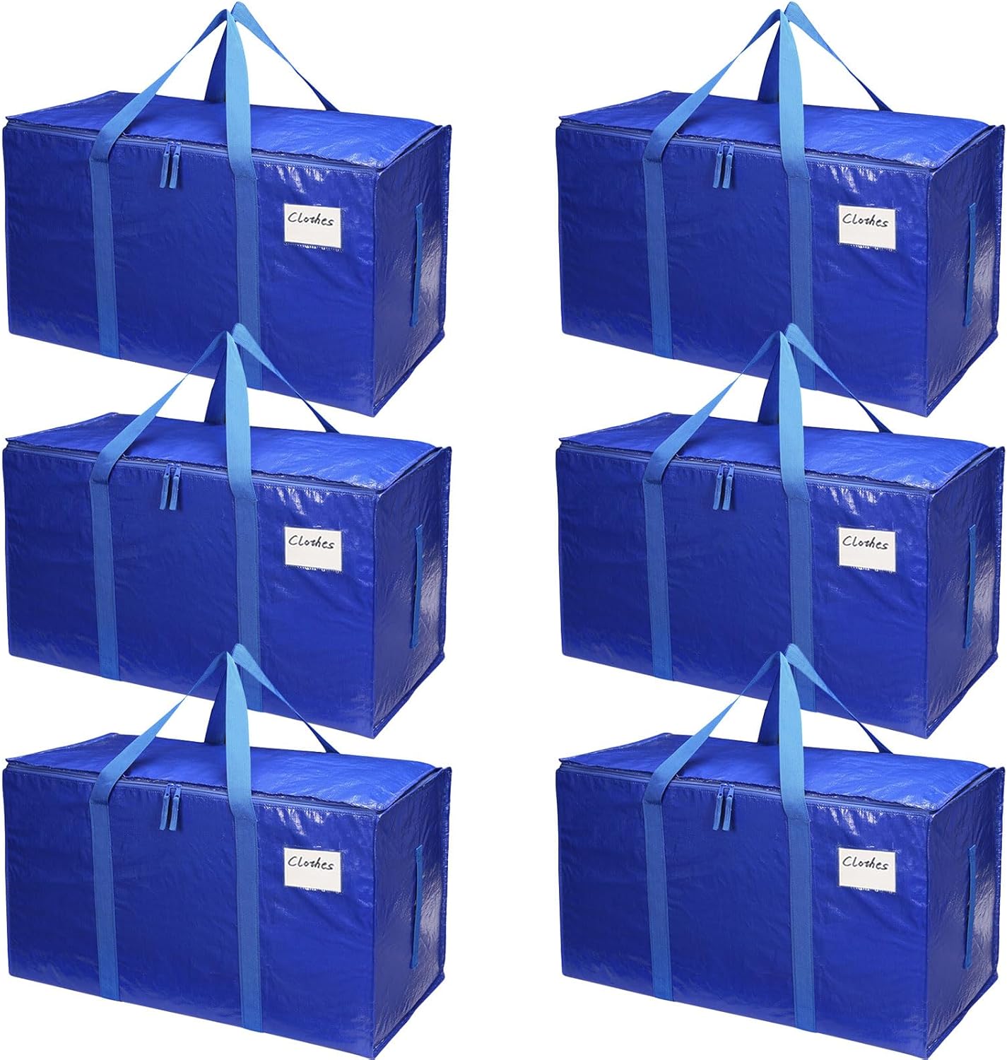 6 - Pack Large 95L Moving Storage Bags with Zippers & Handles for Travel & Organization - Blue - Home & Garden > Travel > Duffel Bags - Rivercity House & Home Co. (ABN 18 642 972 209) - Affordable Modern Furniture Australia