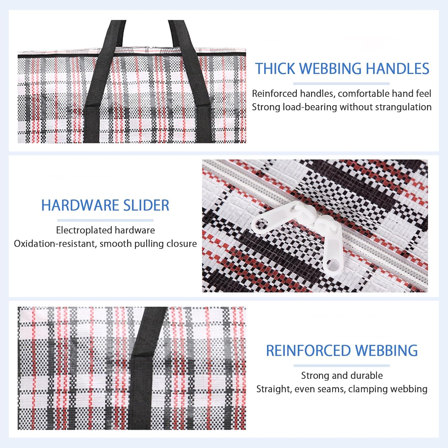 6 Pack Large Moving Storage Bags with Zipper & Handles for Clothes & Bedding - Checkered Pattern - Home & Garden > Storage > Clothing & Wardrobe Storage - Rivercity House & Home Co. (ABN 18 642 972 209) - Affordable Modern Furniture Australia