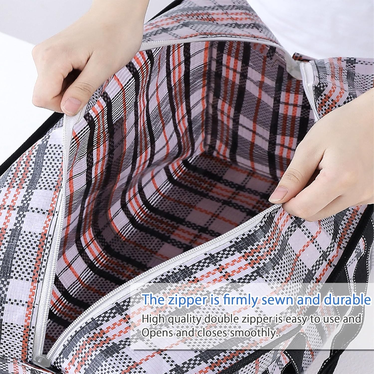 6 Pack Large Moving Storage Bags with Zipper & Handles for Clothes & Bedding - Checkered Pattern - Home & Garden > Storage > Clothing & Wardrobe Storage - Rivercity House & Home Co. (ABN 18 642 972 209) - Affordable Modern Furniture Australia