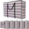 6 Pack Large Moving Storage Bags with Zipper & Handles for Clothes & Bedding - Checkered Pattern