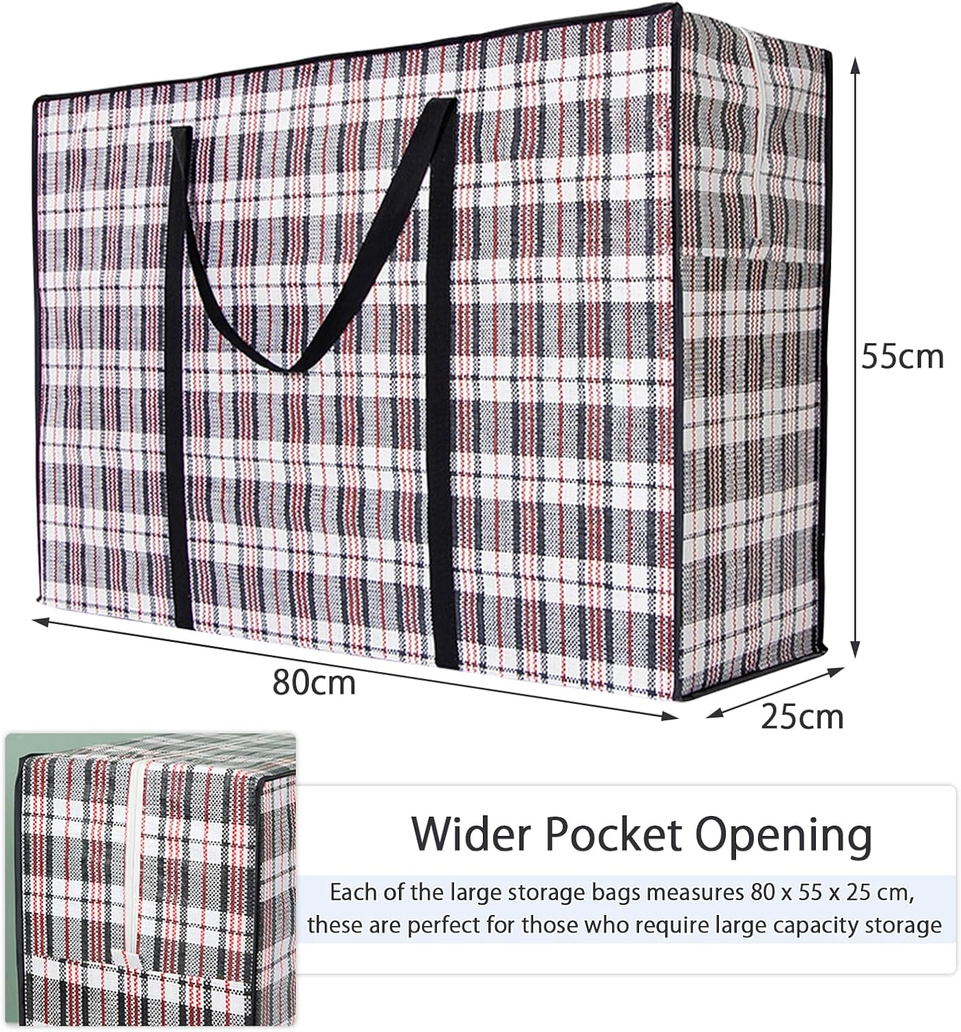 6 Pack Large Moving Storage Bags with Zipper & Handles for Clothes & Bedding - Checkered Pattern - Home & Garden > Storage > Clothing & Wardrobe Storage - Rivercity House & Home Co. (ABN 18 642 972 209) - Affordable Modern Furniture Australia