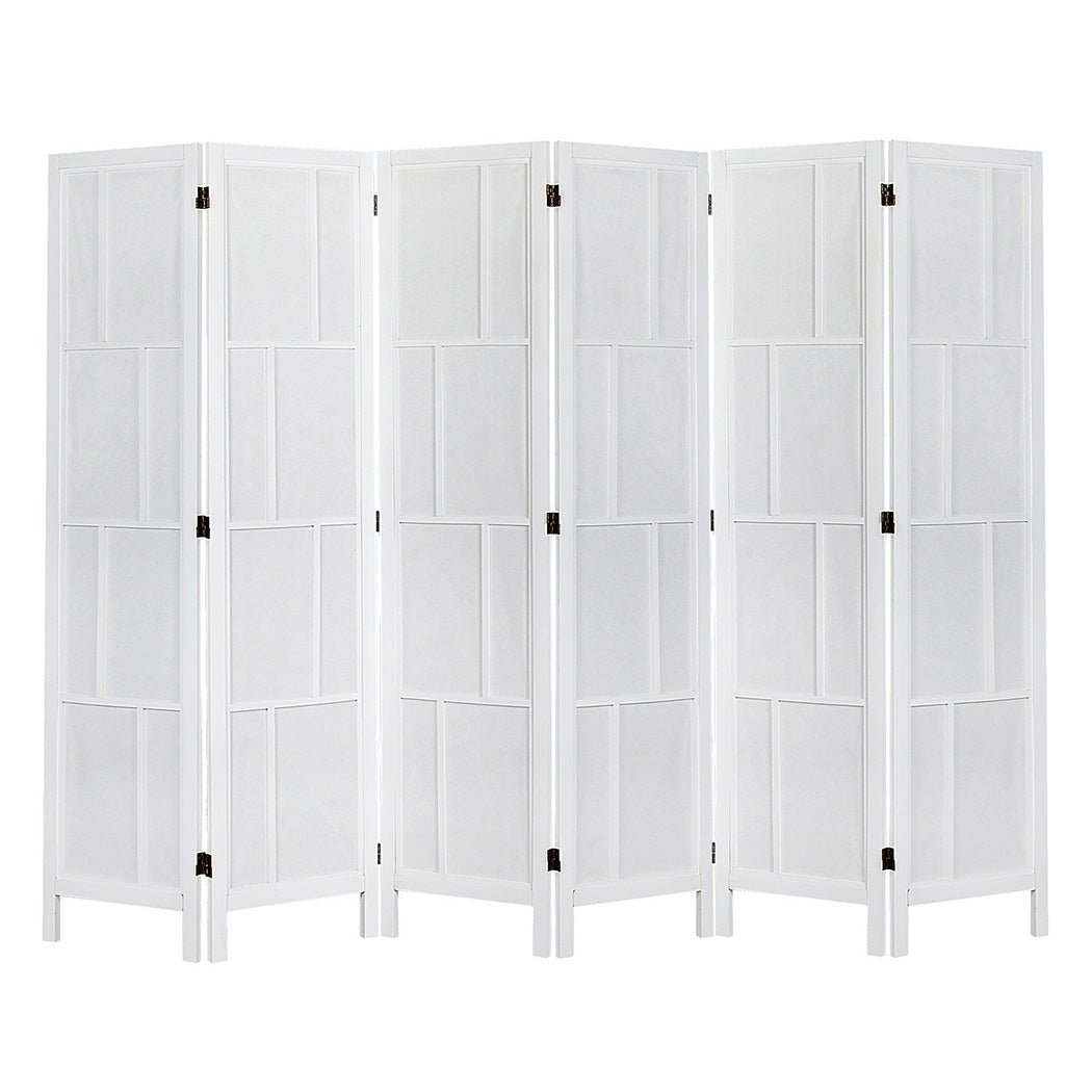 6 Panel 170cm Freestanding Room Divider Folding Screen - White - Rivercity House & Home Co. (ABN 18 642 972 209) - Affordable Modern Furniture Australia