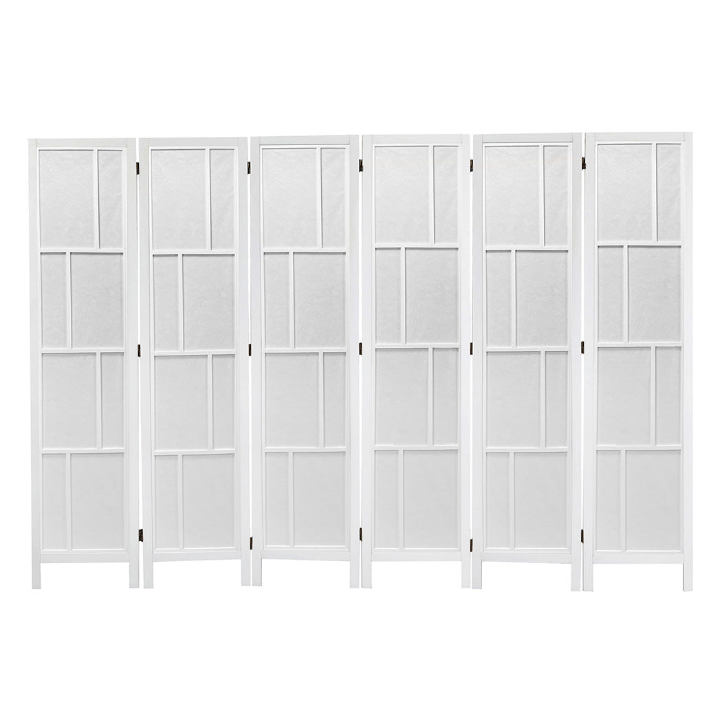 6 Panel 170cm Freestanding Room Divider Folding Screen - White - Rivercity House & Home Co. (ABN 18 642 972 209) - Affordable Modern Furniture Australia