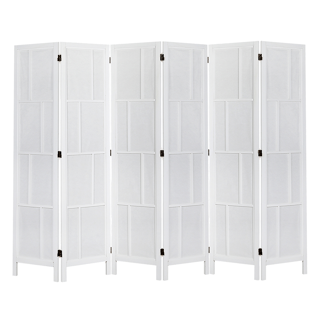 6 Panel 170cm Freestanding Room Divider Folding Screen - White - Rivercity House & Home Co. (ABN 18 642 972 209) - Affordable Modern Furniture Australia