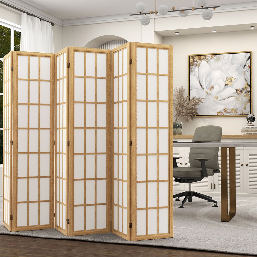 6 Panel 170cm Freestanding Room Divider Screen - Natural - Rivercity House & Home Co. (ABN 18 642 972 209) - Affordable Modern Furniture Australia