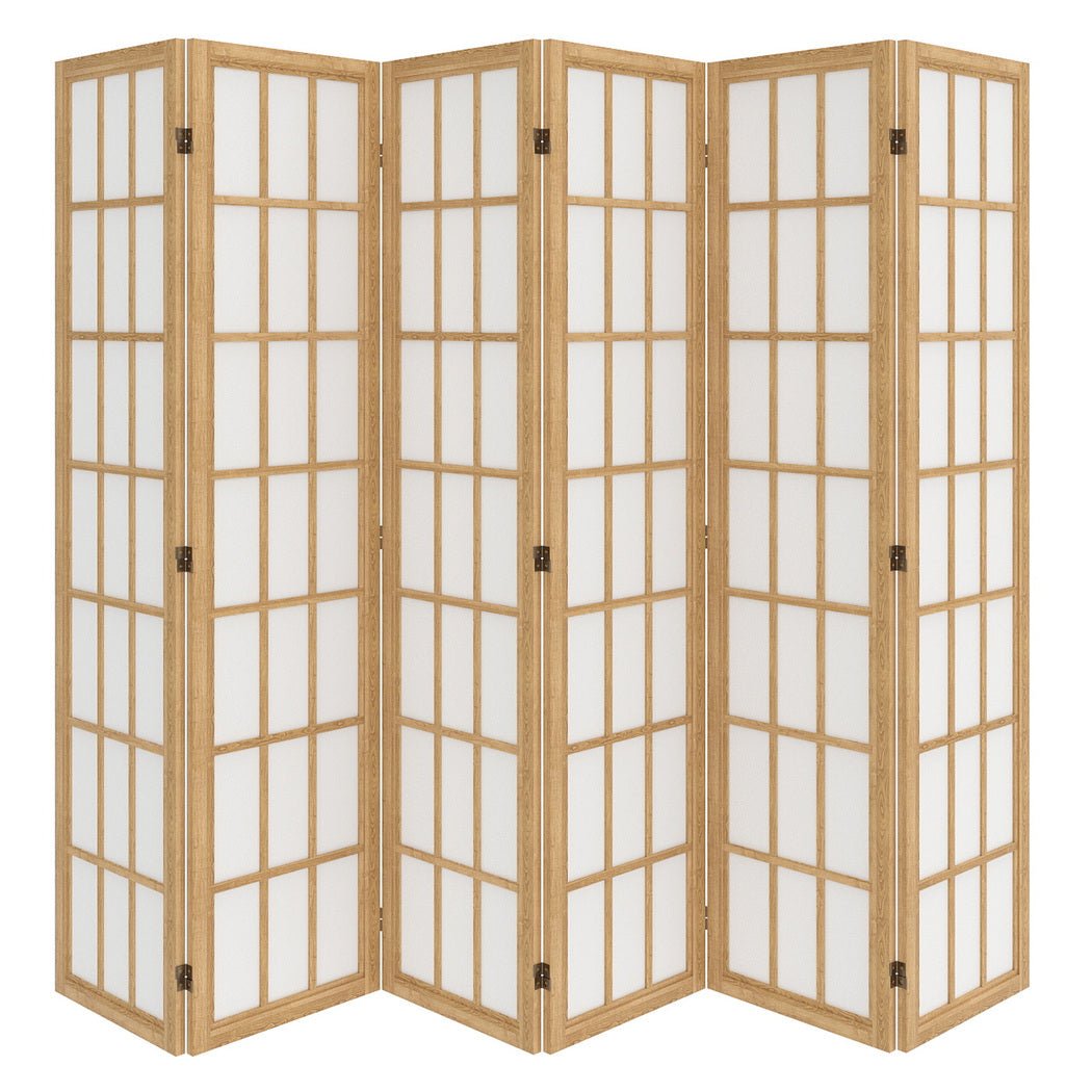 6 Panel 170cm Freestanding Room Divider Screen - Natural - Rivercity House & Home Co. (ABN 18 642 972 209) - Affordable Modern Furniture Australia