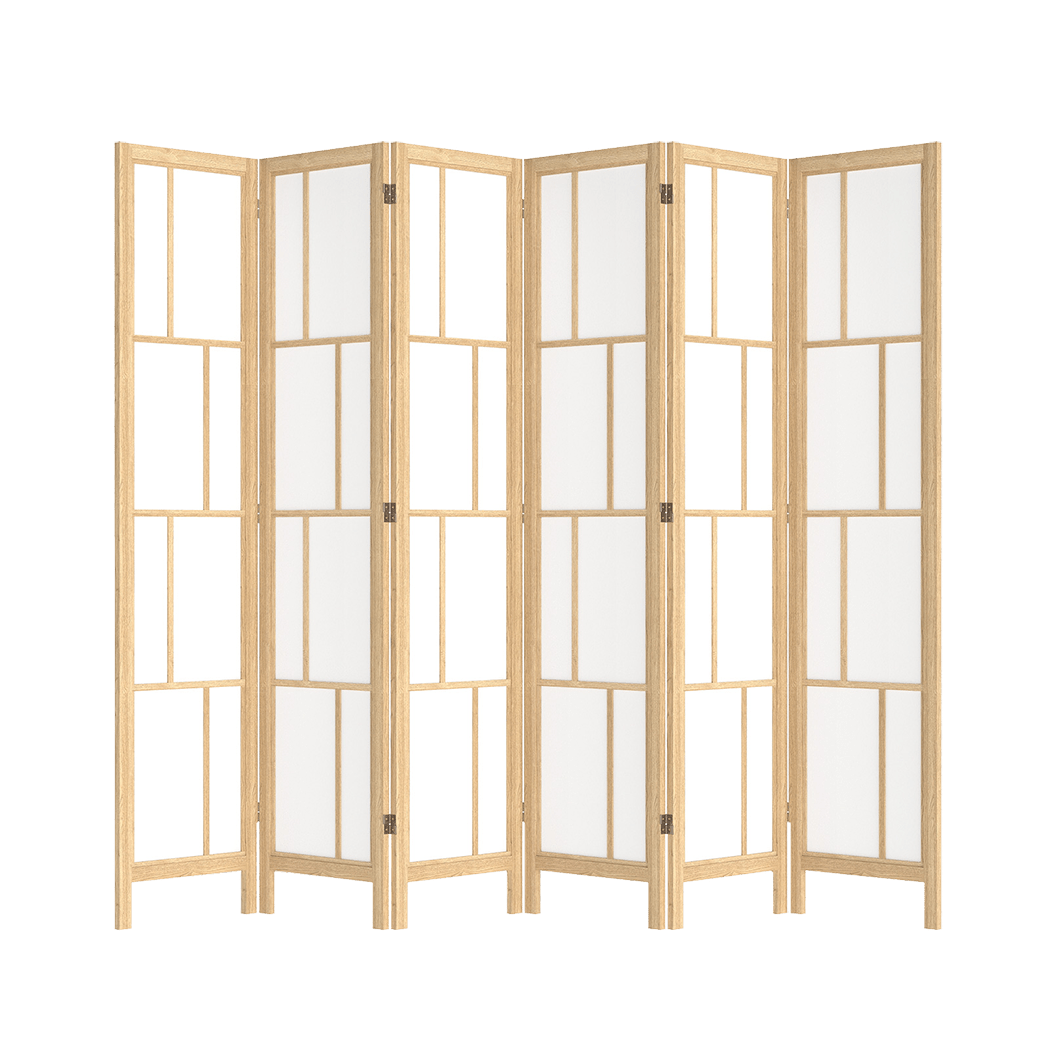 6 Panel 170cm Freestanding Room Divider Screen - Natural - Rivercity House & Home Co. (ABN 18 642 972 209) - Affordable Modern Furniture Australia