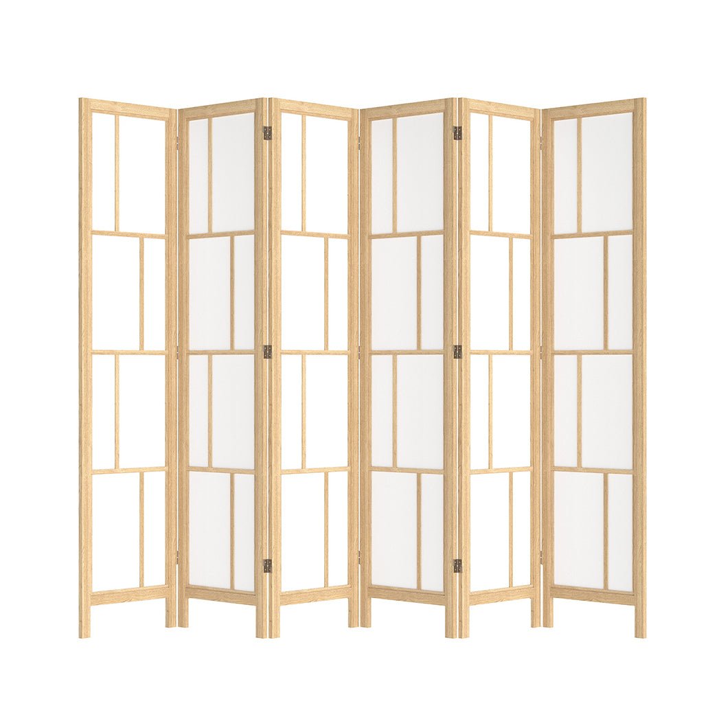 6 Panel 170cm Freestanding Room Divider Screen - Natural - Rivercity House & Home Co. (ABN 18 642 972 209) - Affordable Modern Furniture Australia