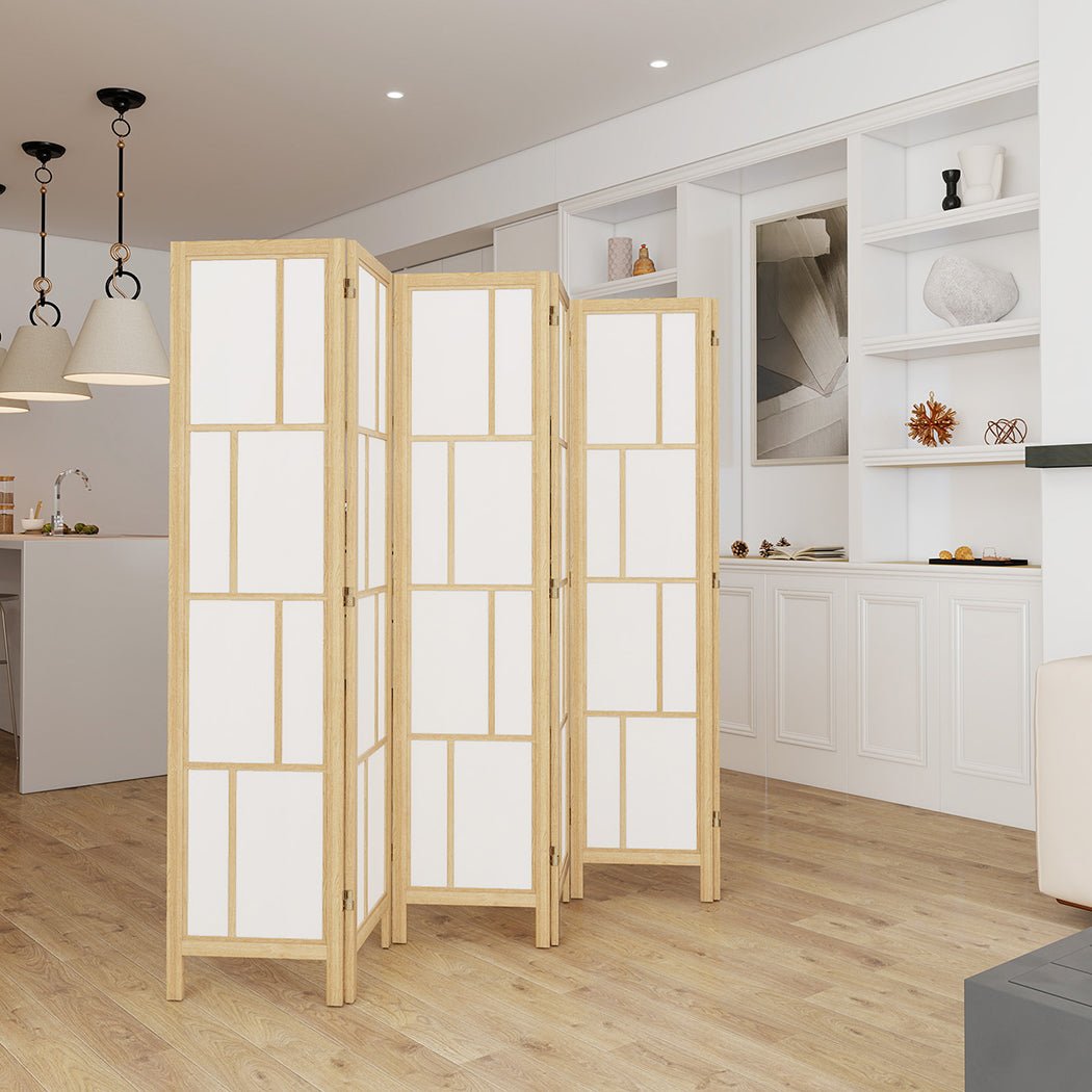 6 Panel 170cm Freestanding Room Divider Screen - Natural - Rivercity House & Home Co. (ABN 18 642 972 209) - Affordable Modern Furniture Australia