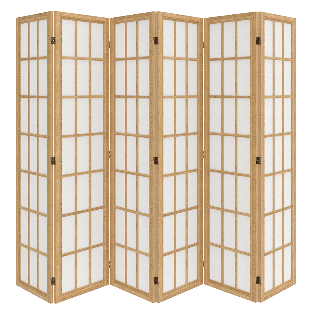 6 Panel 170cm Freestanding Room Divider Screen - Natural - Rivercity House & Home Co. (ABN 18 642 972 209) - Affordable Modern Furniture Australia