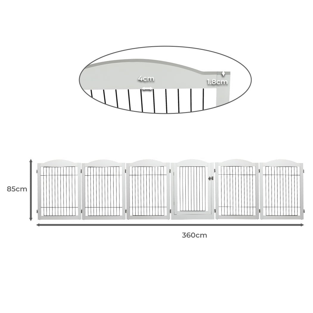 6 - Panel Adjustable Pet Dog Playpen with Gate - White - Rivercity House & Home Co. (ABN 18 642 972 209) - Affordable Modern Furniture Australia