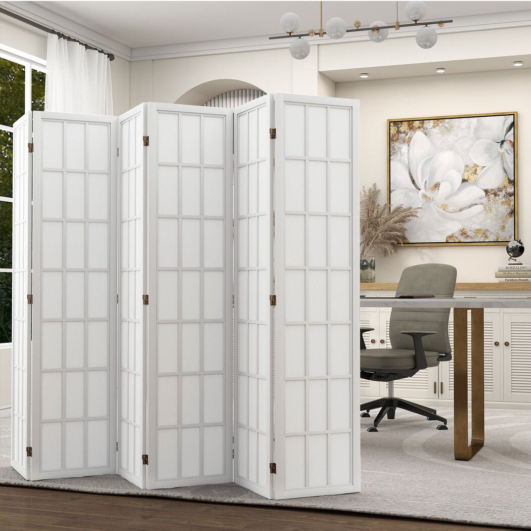 6 Panel Freestanding Room Divider Screen 170cm - White - Rivercity House & Home Co. (ABN 18 642 972 209) - Affordable Modern Furniture Australia