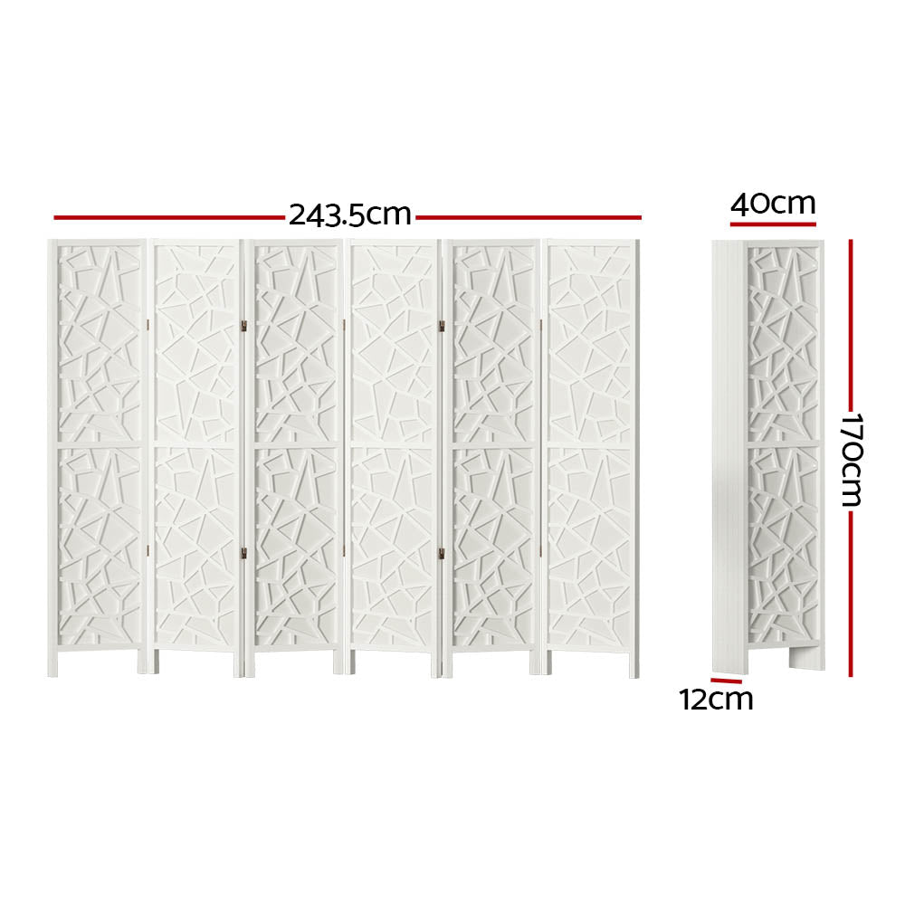 6 Panel Room Divider Screen 244x170cm Clover White - Furniture > Bedroom > Room Dividers - Rivercity House & Home Co. (ABN 18 642 972 209) - Affordable Modern Furniture Australia
