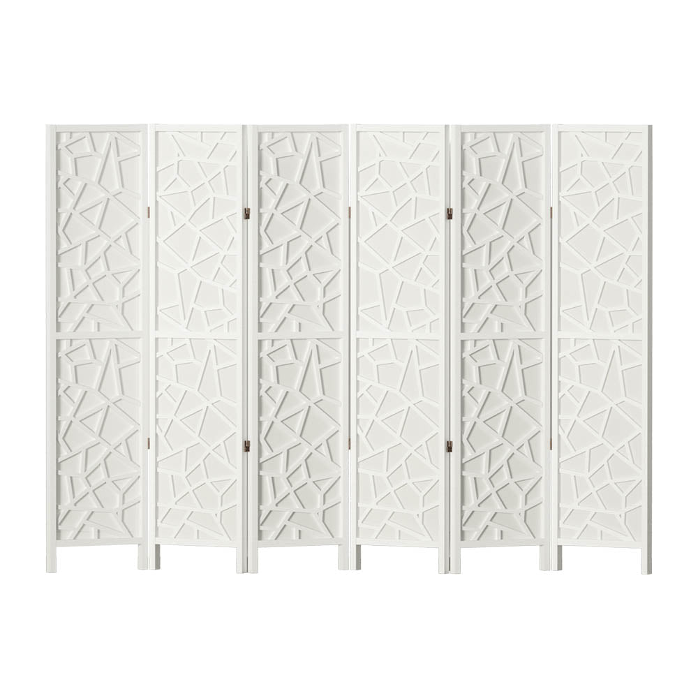 6 Panel Room Divider Screen 244x170cm Clover White - Furniture > Bedroom > Room Dividers - Rivercity House & Home Co. (ABN 18 642 972 209) - Affordable Modern Furniture Australia