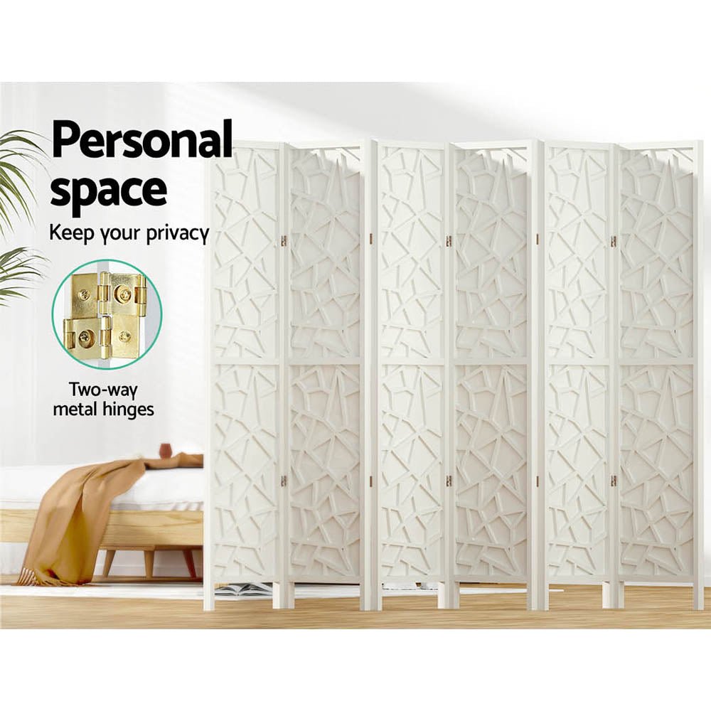 6 Panel Room Divider Screen 244x170cm Clover White - Furniture > Bedroom > Room Dividers - Rivercity House & Home Co. (ABN 18 642 972 209) - Affordable Modern Furniture Australia