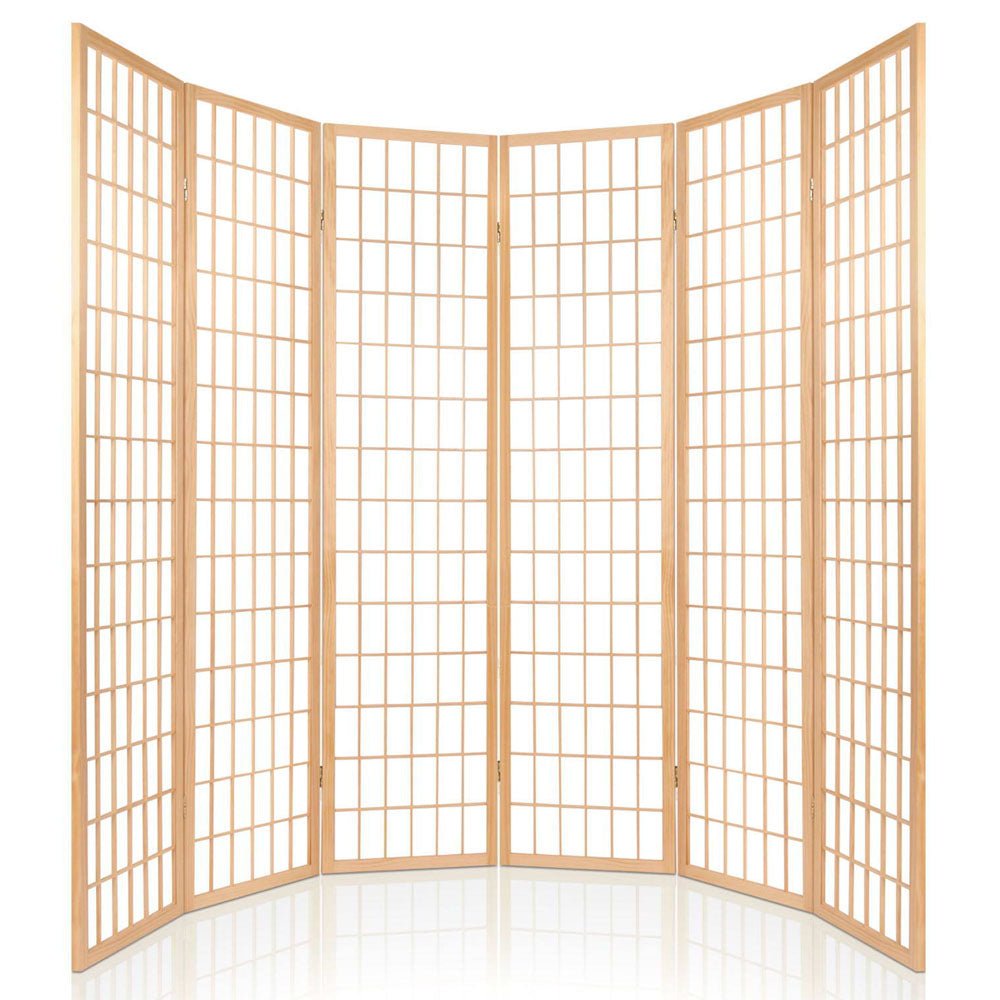6 Panel Room Divider Screen 261x179cm - Natural - Furniture > Bedroom > Room Dividers - Rivercity House & Home Co. (ABN 18 642 972 209) - Affordable Modern Furniture Australia