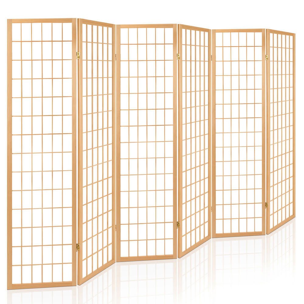 6 Panel Room Divider Screen 261x179cm - Natural - Furniture > Bedroom > Room Dividers - Rivercity House & Home Co. (ABN 18 642 972 209) - Affordable Modern Furniture Australia