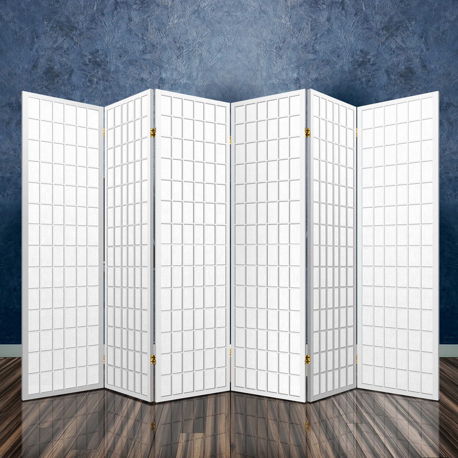 6 Panel Room Divider Screen 261x179cm - White - Furniture > Bedroom > Room Dividers - Rivercity House & Home Co. (ABN 18 642 972 209) - Affordable Modern Furniture Australia