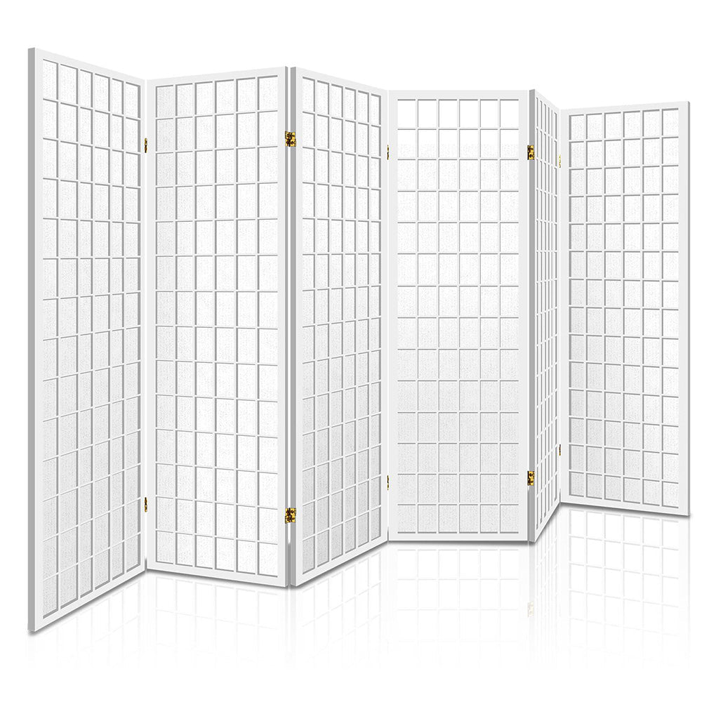 6 Panel Room Divider Screen 261x179cm - White - Furniture > Bedroom > Room Dividers - Rivercity House & Home Co. (ABN 18 642 972 209) - Affordable Modern Furniture Australia