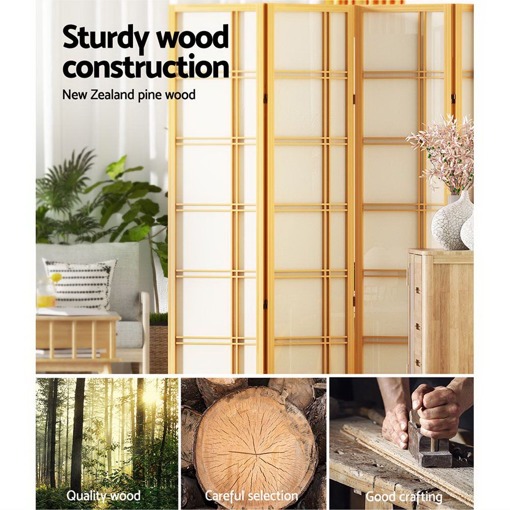 6 Panel Room Divider Screen 265x179cm Nova Natural - Furniture > Bedroom > Room Dividers - Rivercity House & Home Co. (ABN 18 642 972 209) - Affordable Modern Furniture Australia