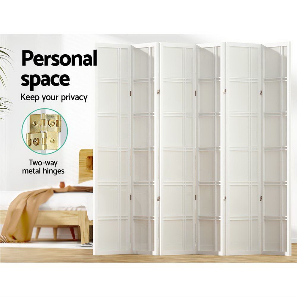 6 Panel Room Divider Screen 265x179cm Nova White - Furniture > Bedroom > Room Dividers - Rivercity House & Home Co. (ABN 18 642 972 209) - Affordable Modern Furniture Australia