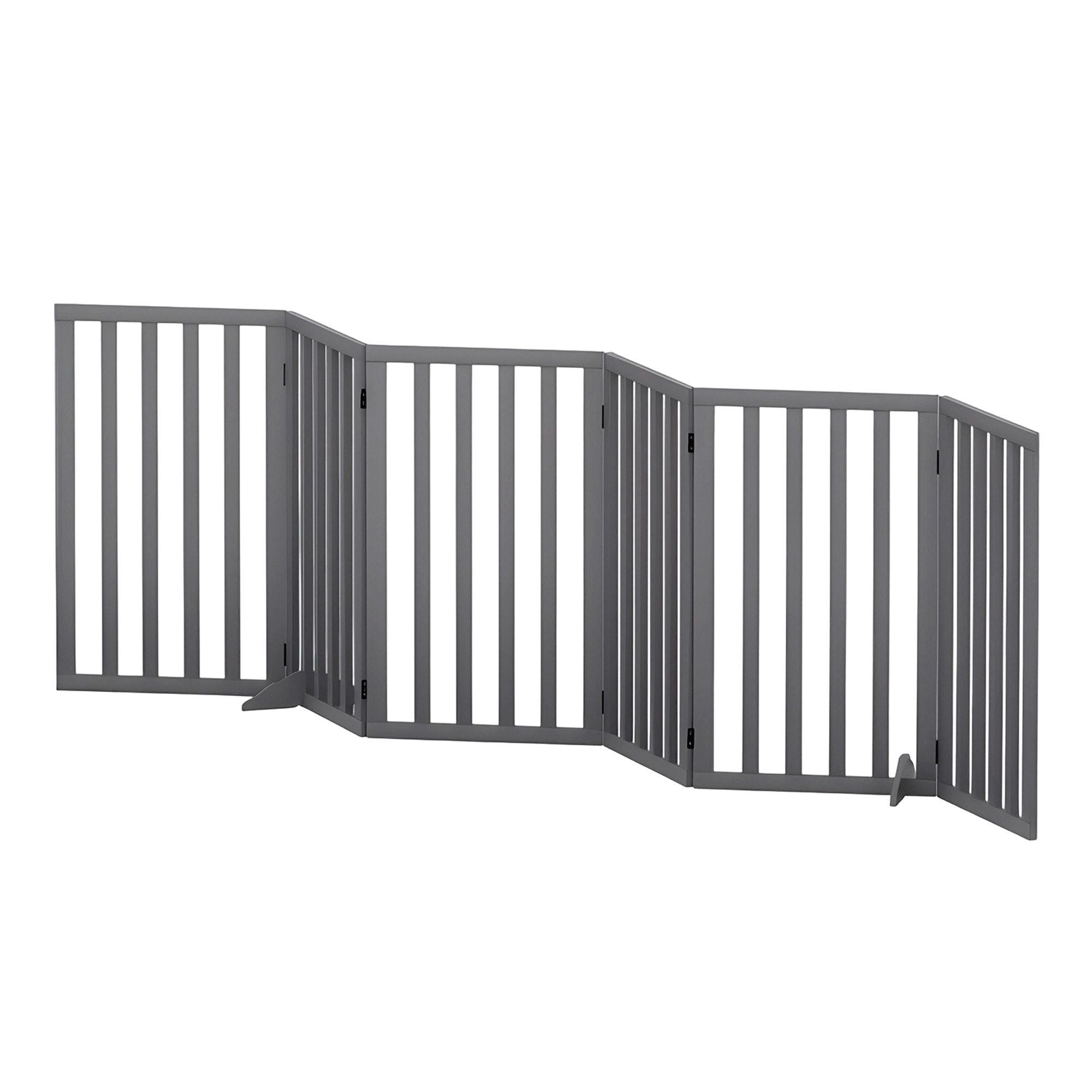 6-Panel Wooden Dog Gate Playpen Enclosure with Pet Door - Grey - Pet Care > Dog Supplies > Dog Playpens & Gates - Rivercity House & Home Co. (ABN 18 642 972 209) - Affordable Modern Furniture Australia