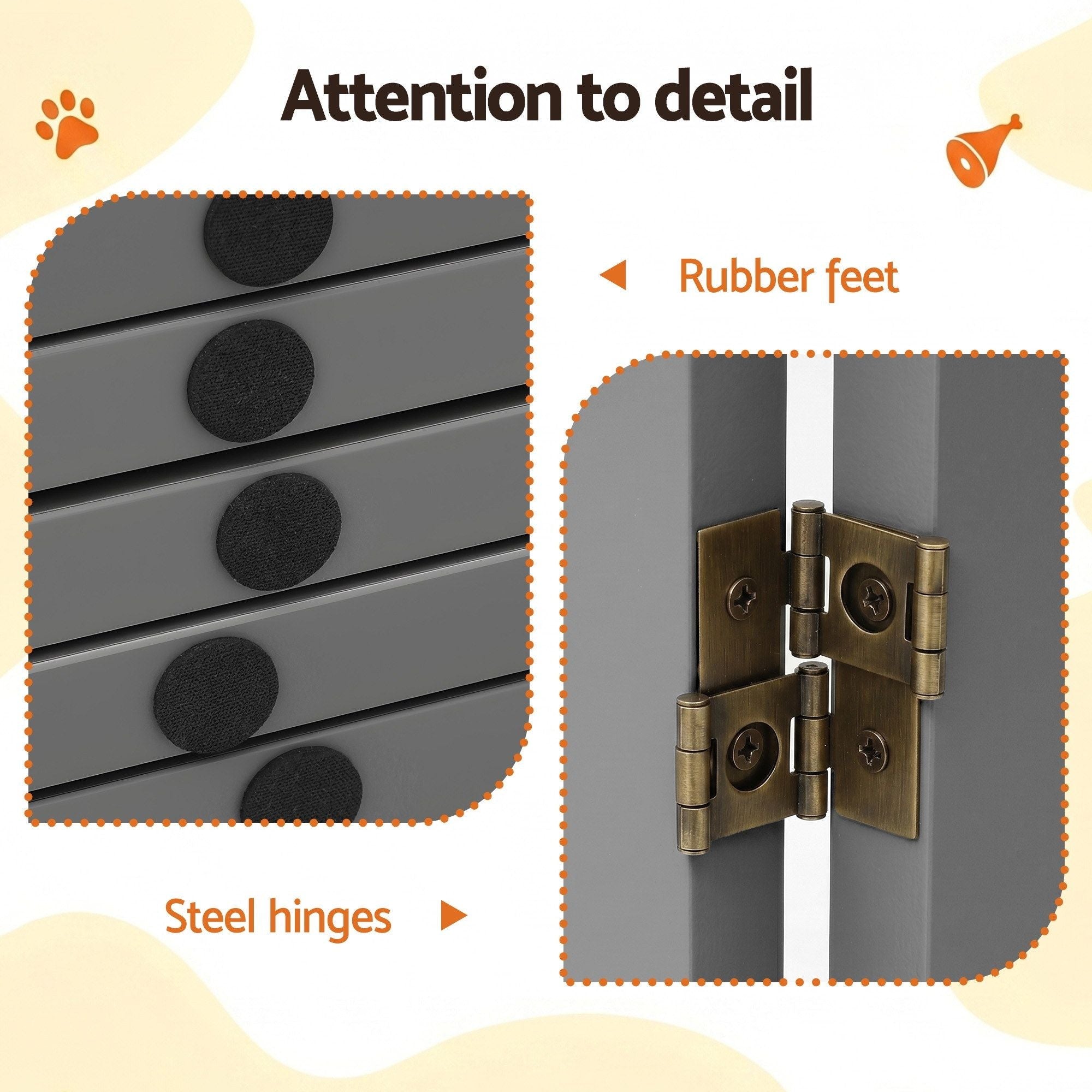 6-Panel Wooden Dog Gate Playpen Enclosure with Pet Door - Grey - Pet Care > Dog Supplies > Dog Playpens & Gates - Rivercity House & Home Co. (ABN 18 642 972 209) - Affordable Modern Furniture Australia