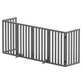 6-Panel Wooden Dog Gate Playpen Enclosure with Pet Door - Grey