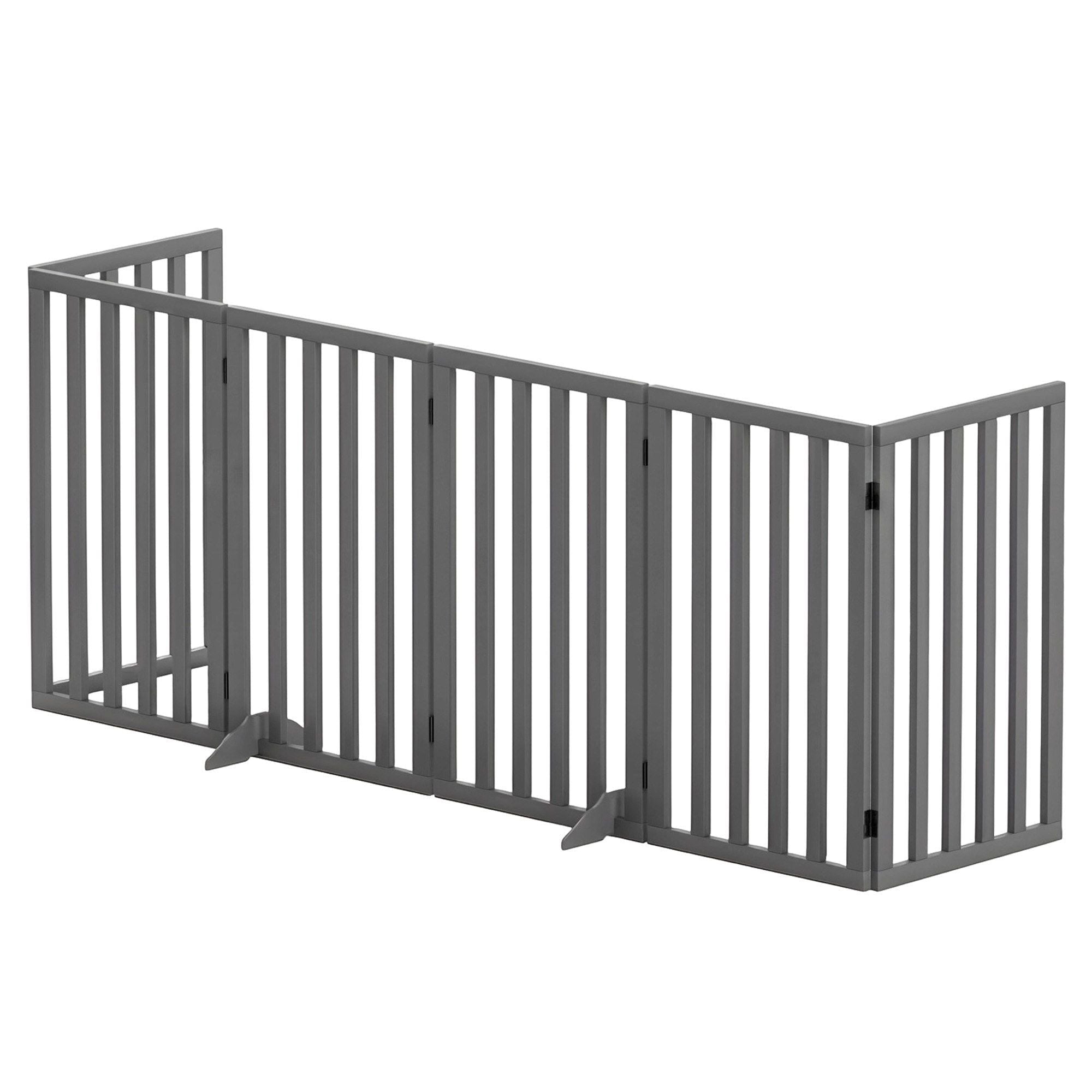 6-Panel Wooden Dog Gate Playpen Enclosure with Pet Door - Grey - Pet Care > Dog Supplies > Dog Playpens & Gates - Rivercity House & Home Co. (ABN 18 642 972 209) - Affordable Modern Furniture Australia