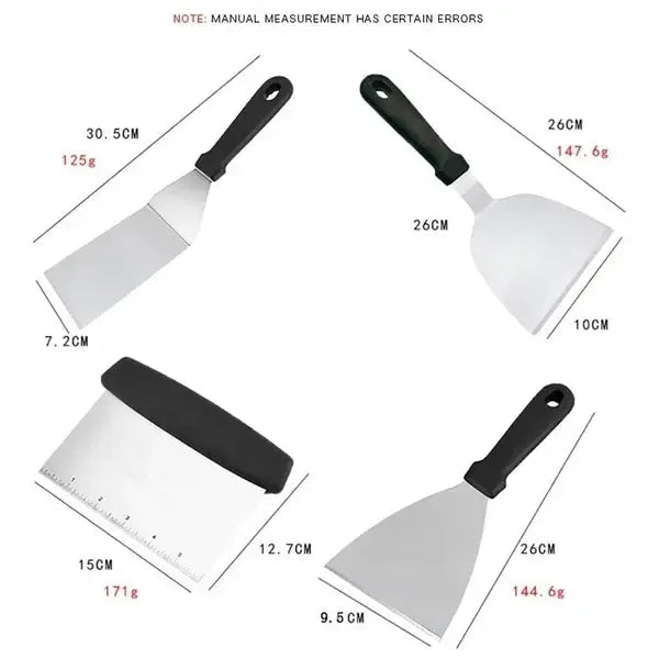 6 Piece Stainless Steel BBQ Griddle Spatula Set for Outdoor Grilling and Cooking - Home & Garden > BBQ > BBQ Tools - Rivercity House & Home Co. (ABN 18 642 972 209) - Affordable Modern Furniture Australia