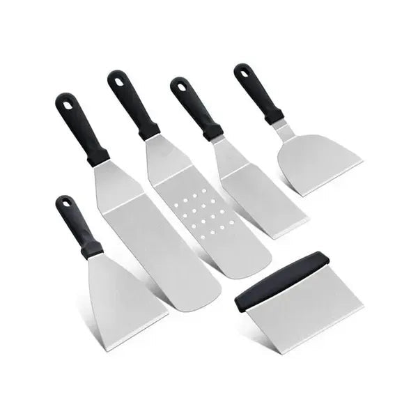 6 Piece Stainless Steel BBQ Griddle Spatula Set for Outdoor Grilling and Cooking - Home & Garden > BBQ > BBQ Tools - Rivercity House & Home Co. (ABN 18 642 972 209) - Affordable Modern Furniture Australia