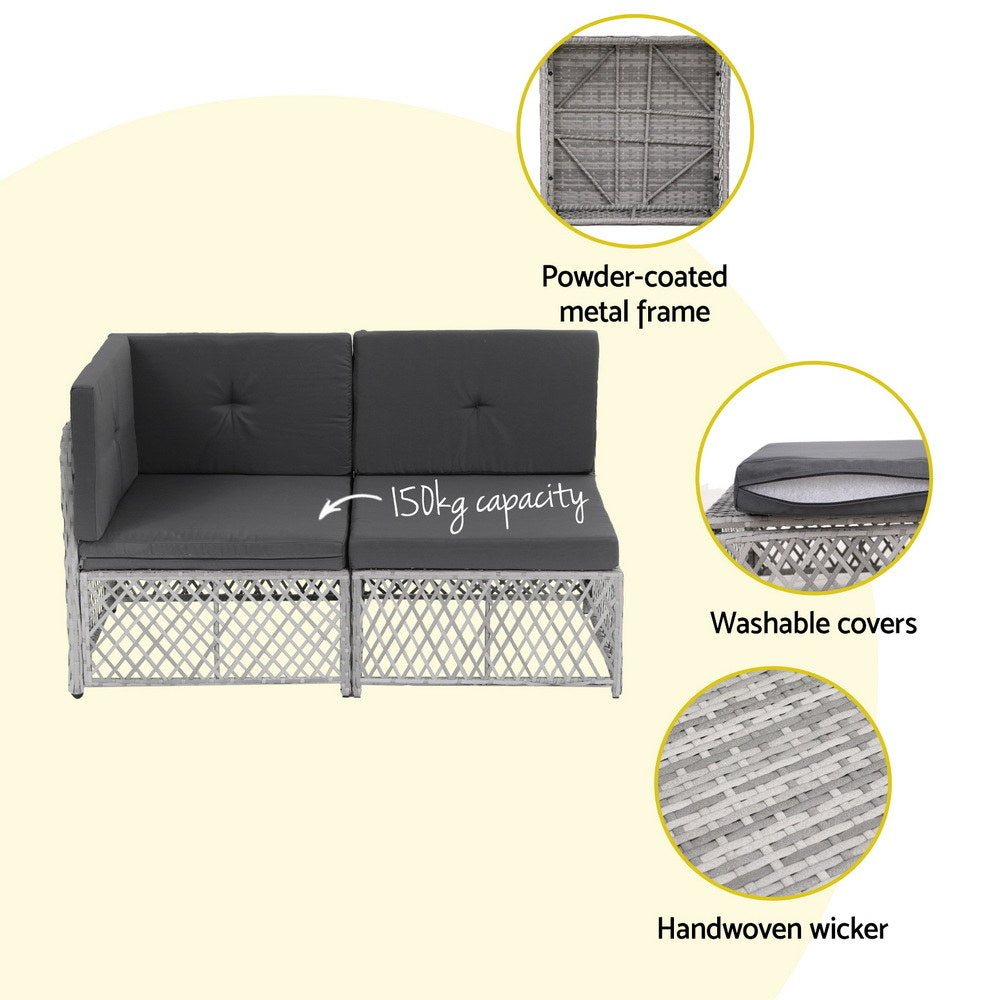 6 Seater Outdoor Sofa Set 7PCS Table Chair Set Garden Rattan Patio Furniture - Furniture > Outdoor > Outdoor Sofas & Lounge Sets - Rivercity House & Home Co. (ABN 18 642 972 209) - Affordable Modern Furniture Australia