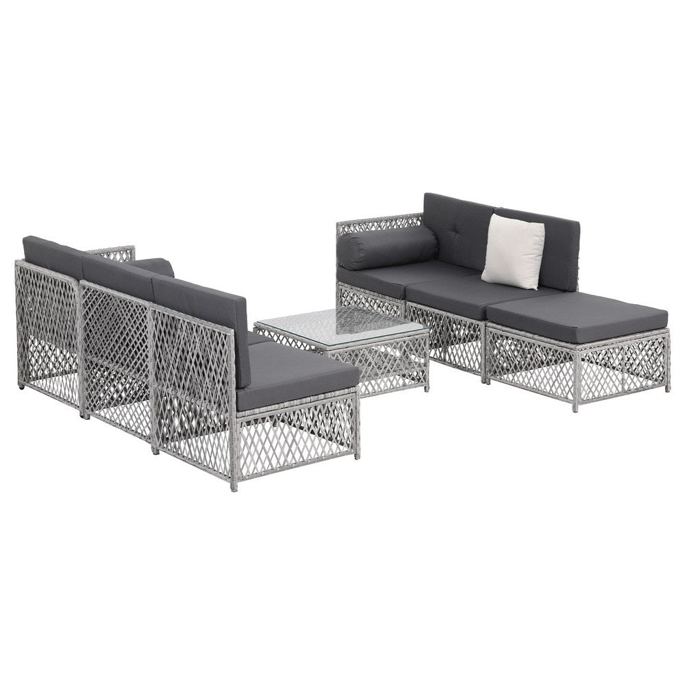6 Seater Outdoor Sofa Set 7PCS Table Chair Set Garden Rattan Patio Furniture - Furniture > Outdoor > Outdoor Sofas & Lounge Sets - Rivercity House & Home Co. (ABN 18 642 972 209) - Affordable Modern Furniture Australia