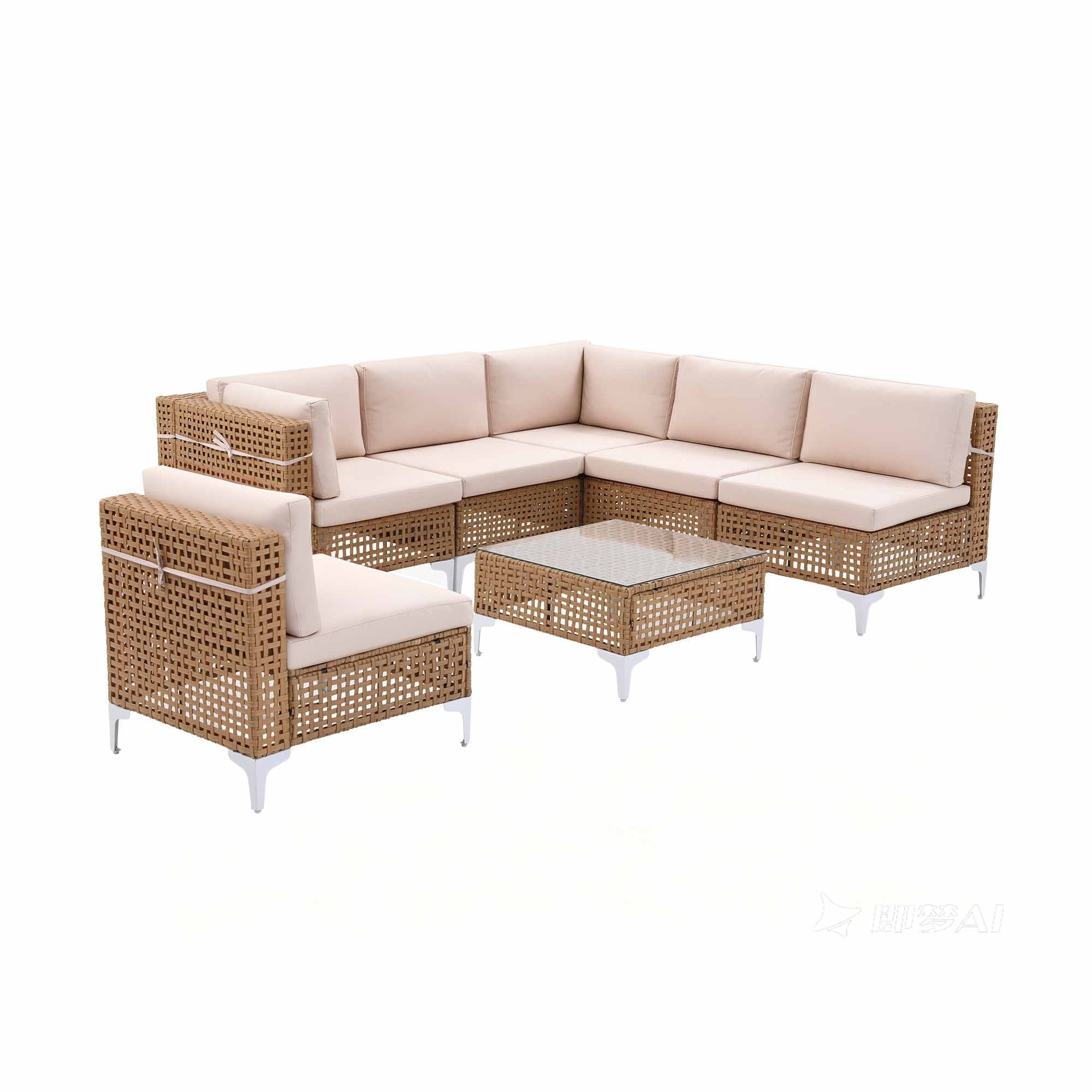 6 Seater Outdoor Sofa Set 7PCS Table Chair Set Garden Rattan Patio Furniture - Furniture > Outdoor > Outdoor Sofas & Lounge Sets - Rivercity House & Home Co. (ABN 18 642 972 209) - Affordable Modern Furniture Australia