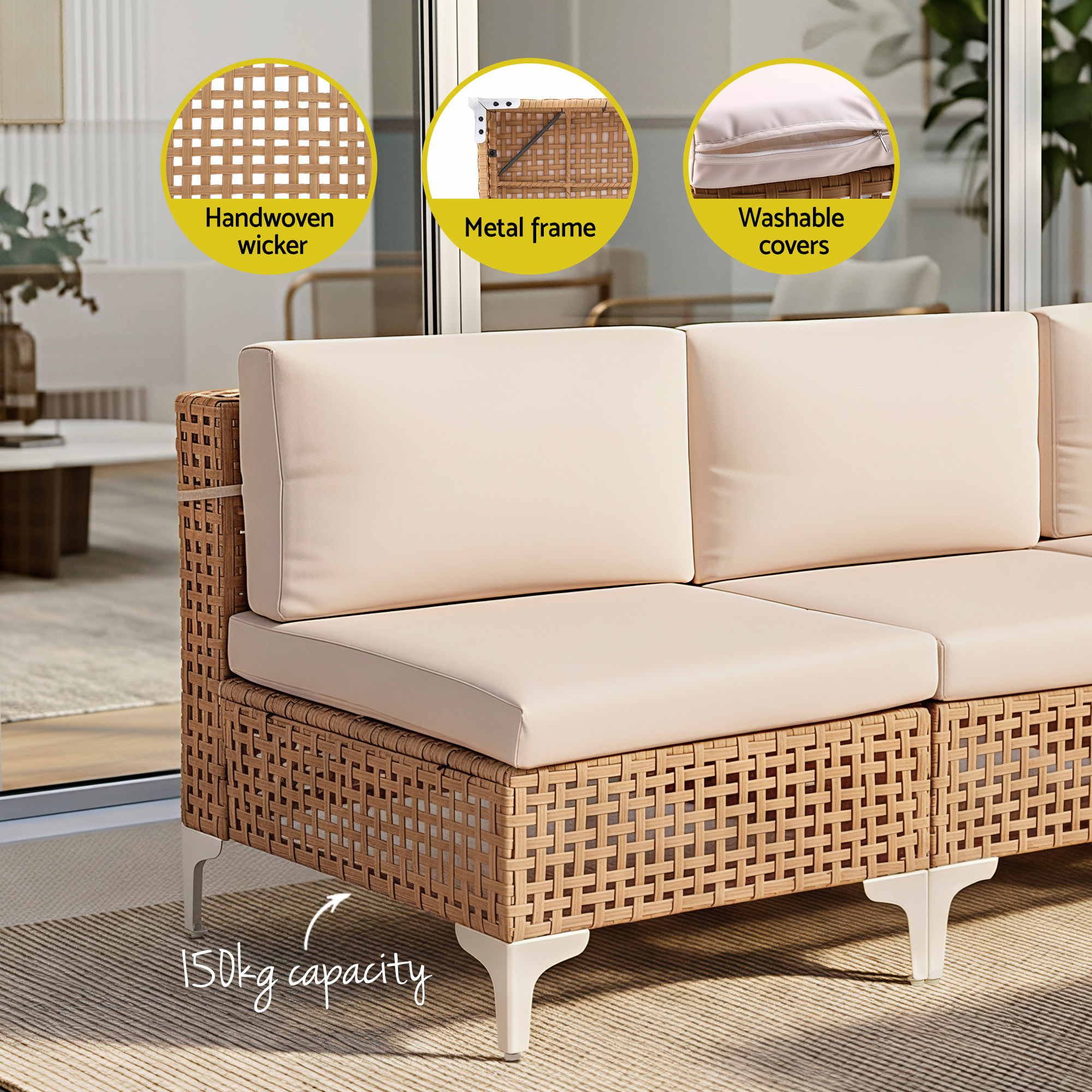 6 Seater Outdoor Sofa Set 7PCS Table Chair Set Garden Rattan Patio Furniture - Furniture > Outdoor > Outdoor Sofas & Lounge Sets - Rivercity House & Home Co. (ABN 18 642 972 209) - Affordable Modern Furniture Australia