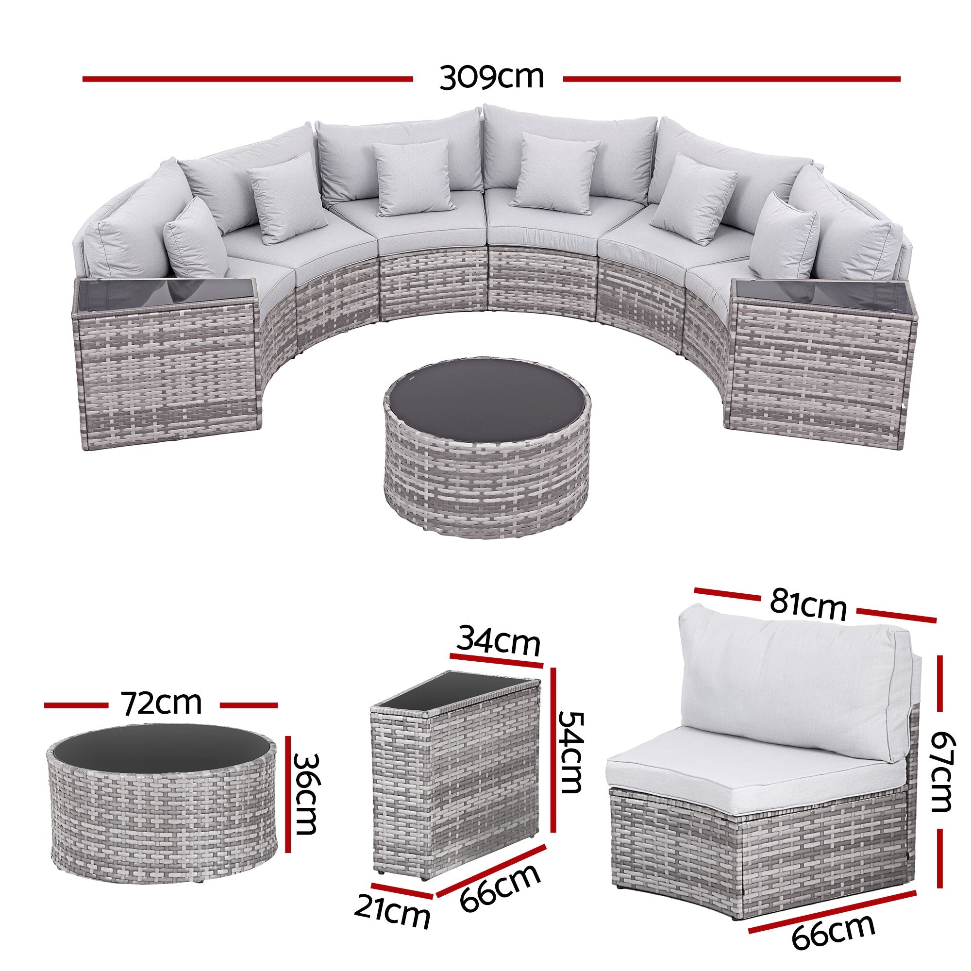 6 Seater Outdoor Sofa Set 9PCS Table Chair Set Garden Rattan Patio Furniture - Furniture > Outdoor > Outdoor Sofas & Lounge Sets - Rivercity House & Home Co. (ABN 18 642 972 209) - Affordable Modern Furniture Australia
