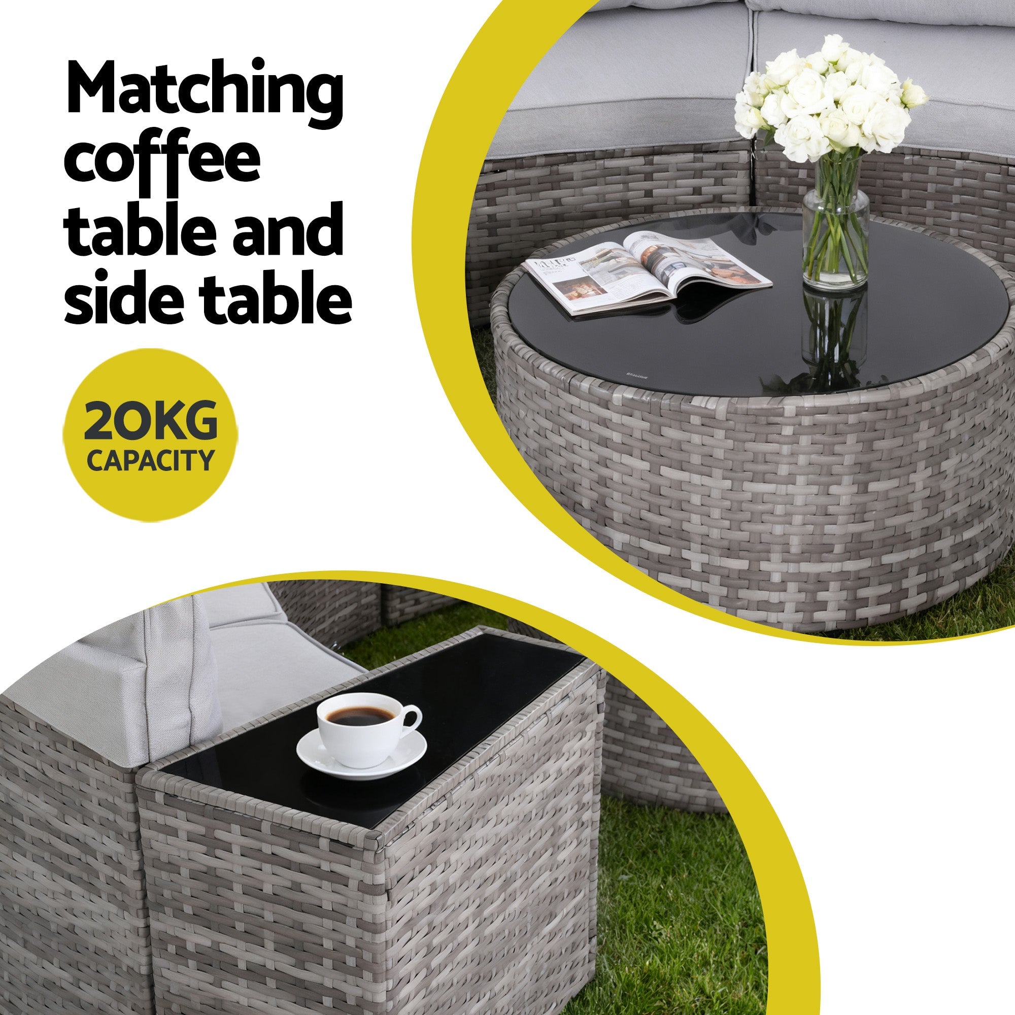 6 Seater Outdoor Sofa Set 9PCS Table Chair Set Garden Rattan Patio Furniture - Furniture > Outdoor > Outdoor Sofas & Lounge Sets - Rivercity House & Home Co. (ABN 18 642 972 209) - Affordable Modern Furniture Australia