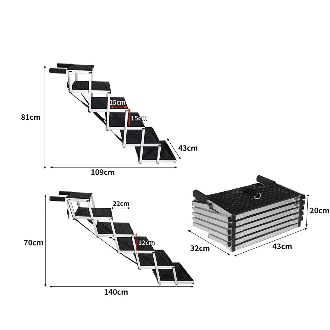 6 - Step Adjustable Height Dog Ramp - Black - Rivercity House & Home Co. (ABN 18 642 972 209) - Affordable Modern Furniture Australia