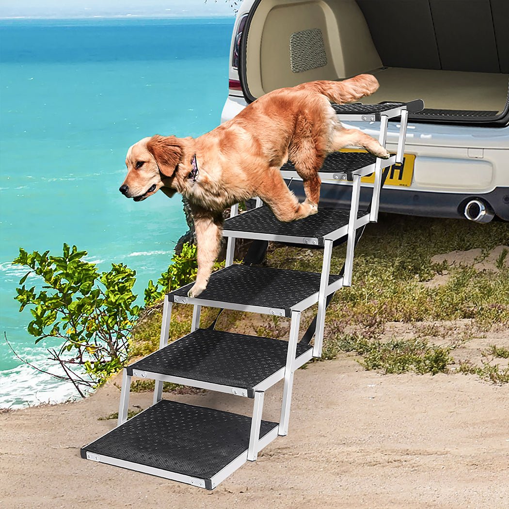 6 - Step Adjustable Height Dog Ramp - Black - Rivercity House & Home Co. (ABN 18 642 972 209) - Affordable Modern Furniture Australia