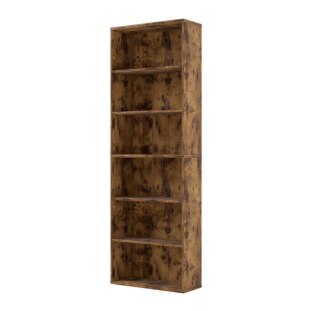 6 - Tier Adjustable Bookshelf with Shelves - Walnut - Rivercity House & Home Co. (ABN 18 642 972 209) - Affordable Modern Furniture Australia