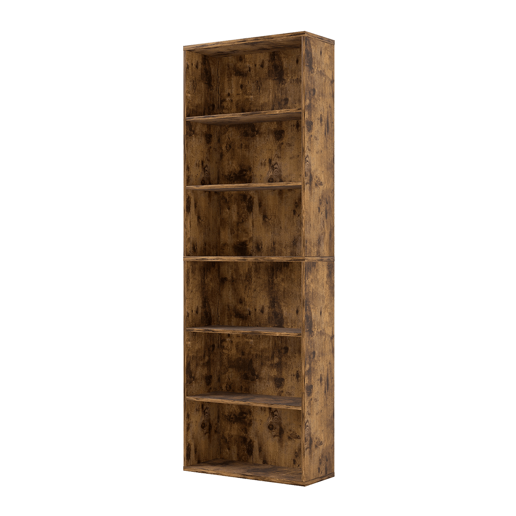 6 - Tier Adjustable Bookshelf with Shelves - Walnut - Rivercity House & Home Co. (ABN 18 642 972 209) - Affordable Modern Furniture Australia