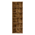 6-Tier Adjustable Bookshelf with Shelves - Walnut