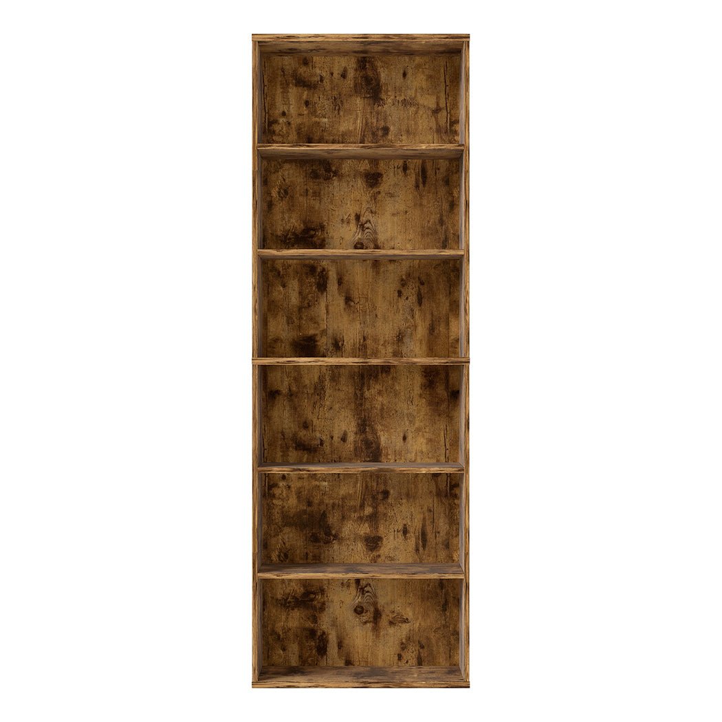 6 - Tier Adjustable Bookshelf with Shelves - Walnut - Rivercity House & Home Co. (ABN 18 642 972 209) - Affordable Modern Furniture Australia
