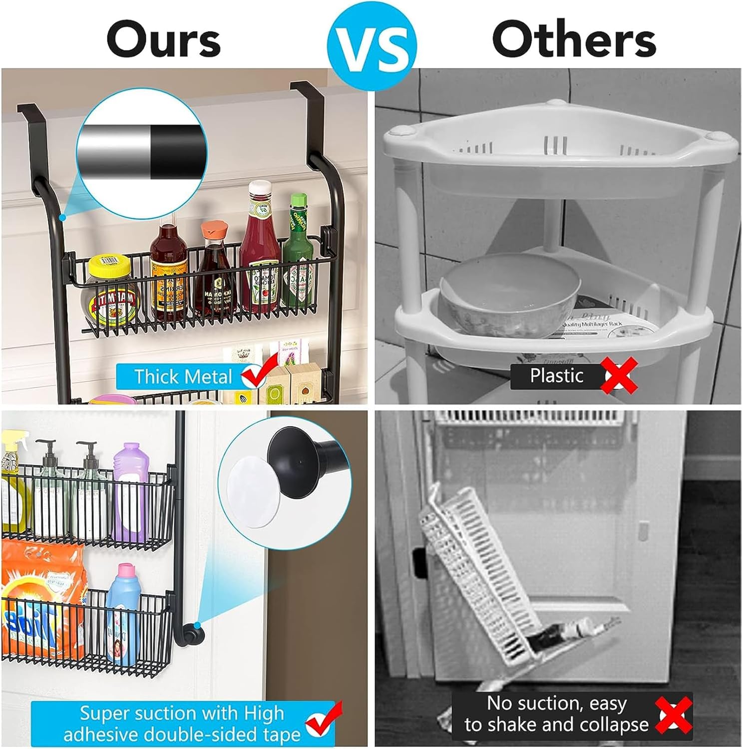 6 - Tier Heavy - Duty Metal Over the Door Organiser Pantry Rack with Hanging Baskets - Black - Home & Garden > Bathroom Accessories > Towel Racks & Holders - Rivercity House & Home Co. (ABN 18 642 972 209) - Affordable Modern Furniture Australia