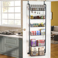 6-Tier Heavy-Duty Metal Over the Door Organiser Pantry Rack with Hanging Baskets - Black
