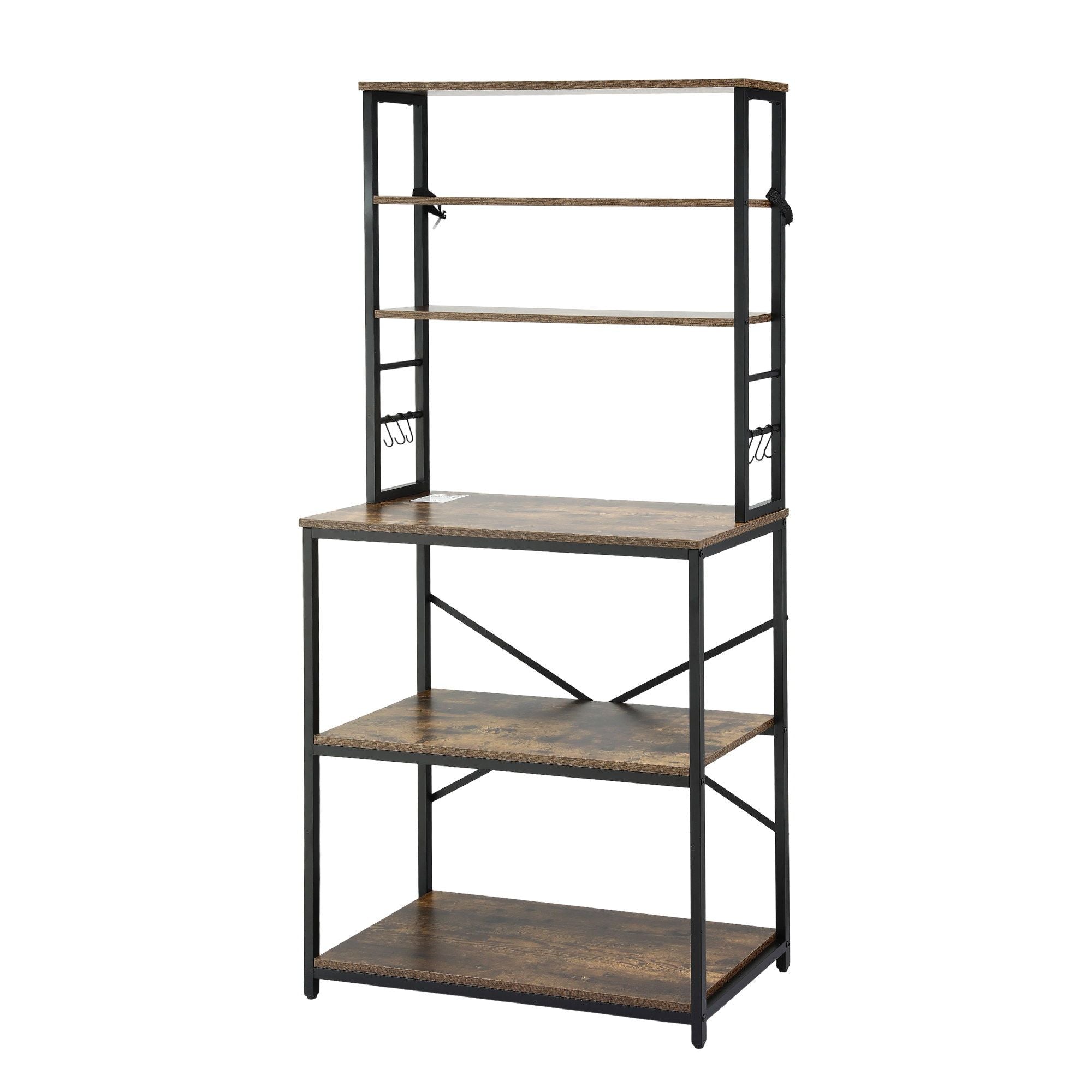 6 - Tier Kitchen Rack with 6 Hooks Microwave Storage Shelf 80cm x 167cm - Home & Garden > Kitchenware > Kitchen Utensils - Rivercity House & Home Co. (ABN 18 642 972 209) - Affordable Modern Furniture Australia